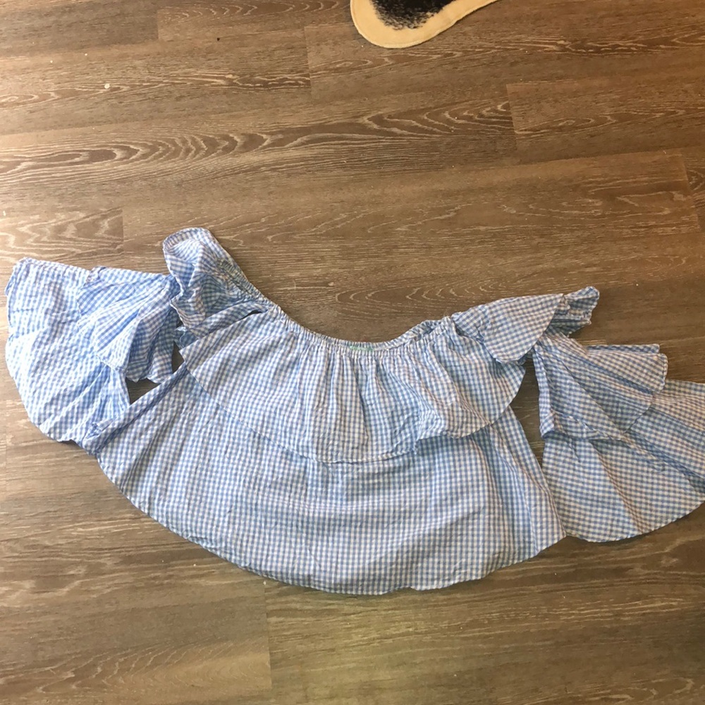 Gingham Off the Shoulder Blouse